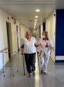 A patient recovering and doing physiotherapy after the surgery.